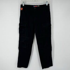 Youth Boys Empyre Size 26 Black Cargo Pants Grunge Skater Baggy Adjustable Waist